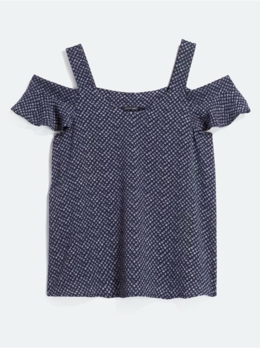 PAPERMOON Harvard Off the Shoulder Blouse Top Shirt - Medium - Navy Blue
